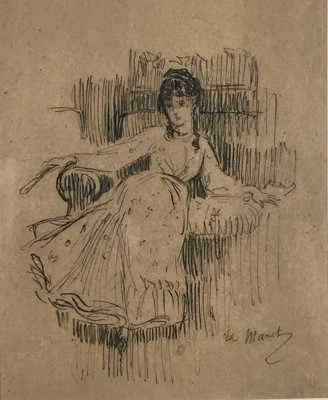 Lot 57 - Edouard Manet, lithographic print of Berthe Morisot with blind stamp