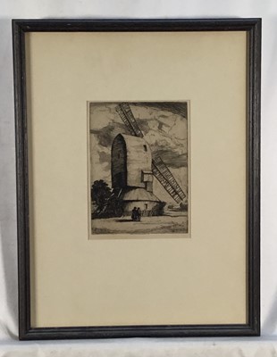 Lot 55 - Etching of a mill, framed and glazed