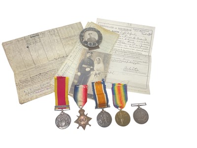 Lot Victorian and later medal group comprising China War 1900 medal with Relief of Pekin clasp named to F. Rudgeley. PTE. R. M. N. L.