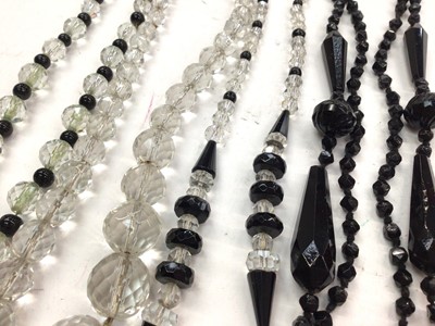 Lot 1104 - Victorian and later costume jewellery include glass bead necklaces, locket, jet brooch etc