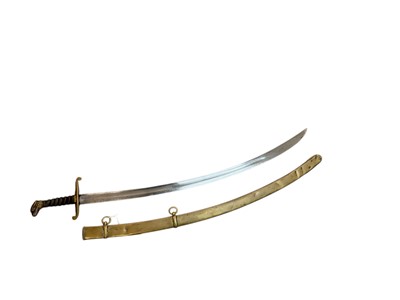 Lot 1025 - 19th century mounted Bandman’s sabre in brass scabbard