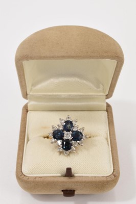 Lot 281 - 1970s sapphire and diamond cluster ring