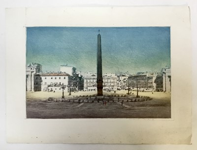 Lot 223 - Mortimer Menpes (1855-1938) colour etching - Piazza del Popolo