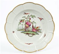 Lot 170 - A Worcester lobed plate, painted in coloured...