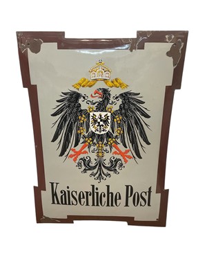 Lot 837 - Imperial German ‘Kaiserliche Post’ enamel post office sign