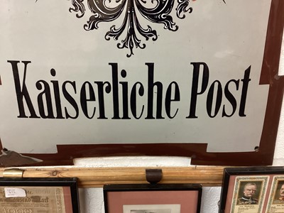 Lot 837 - Imperial German ‘Kaiserliche Post’ enamel post office sign