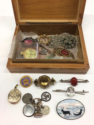 Lot 168 - Norwegian silver and enamel brooch, other brooches, Victorian seal/fob and sundry costume jewellery