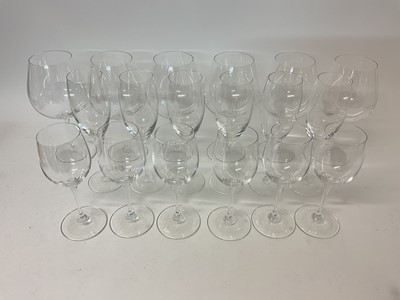 Lot 48 - Six place setting Riedel glass champagne flutes, red and white glasses