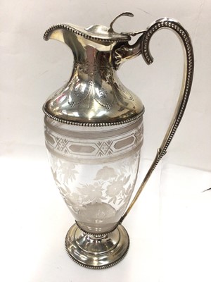 Lot 170 - Victorian silver mounted etched glass claret jug