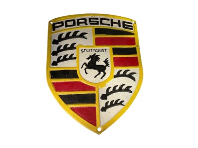 Lot 63 - Modern cast metal Porsche badge garage sign, 28.5 x 21cm.