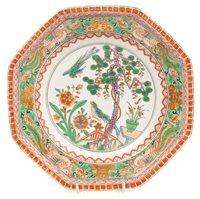 Lot 177 - 18th century Derby octagonal plate painted in...