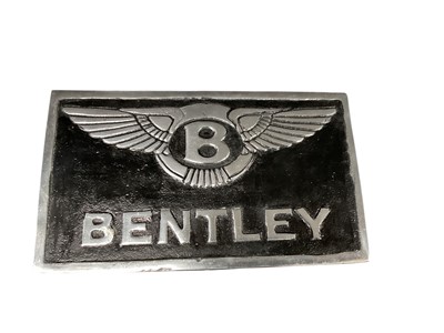 Lot 77 - Modern cast metal Bentley badge garage sign, 29.5 x 17cm.