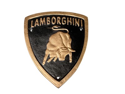 Lot 83 - Modern cast metal Lamborghini badge garage sign, 22 x 19cm.