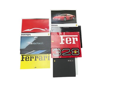 Lot 71 - Group of Ferrari sales brochures for models inclding 512 TR 328 and other brochures for the Maserati 3200 GT and Mercedes SL (9).