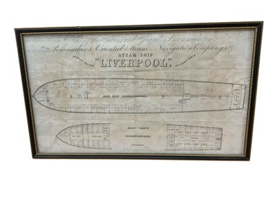 Lot 1509 - 19th century engraved plan of the steam ship 'Liverpool'