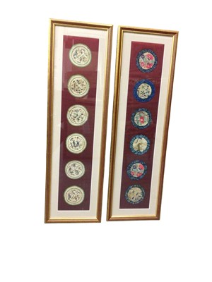 Lot 607 - Two framed group of Chinese embroideries