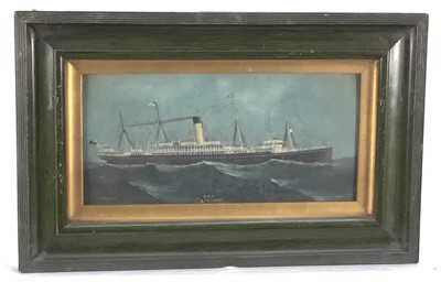 Lot 51 - Pair of early 20th century gouache paintings of HMS Athenic and SS Montrose, one signed J. S. Prendergast, the other with initials, framed and glazed