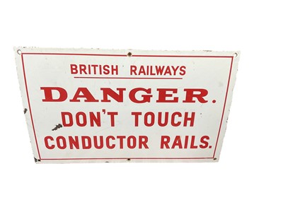 Lot 90 - Original British Railways 'Danger Don't Touch Conductor Rails' enamel sign, 51 x 32cm.