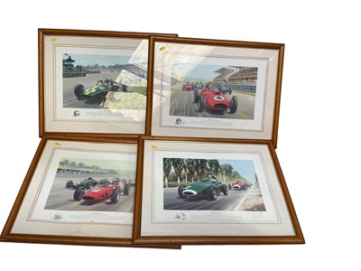 Lot 108 - Group of four Tony Smith signed limited edition motor racing prints with certificates, each image 47 x 32cm.