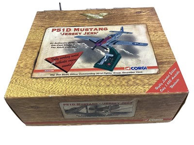 Lot Corgi Limited Edition The Aviation Archive 1:32 scale diecast model deluxe P51D Mustang "Jersey Jerk", boxed, Corgi Predators of the Skies 1:72 scale Grumman Hellcat F6F-3, boxed PR99408 & G...