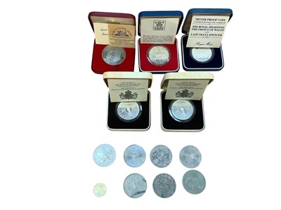 Lot 465 - G.B. - Royal Mint mixed silver proof Crowns 1977, 1980 x 2, 1981 & other cupro-nickel issues (Qty)