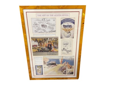 Lot 144 - Austin 7 picture collage made up from original adverts and clippings, mounted in glazed frame, 61 x 86.5cm.