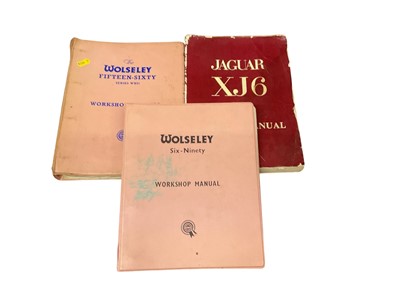 Lot 138 - Jaguar XJ6 workshop manual, together with Wolseley Six - Ninety and Fifteen - Sixty manuals (3).