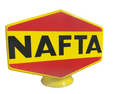 Lot 74 - Vintage NAFTA yellow plastic petrol pump globe, 44.5cm in length.