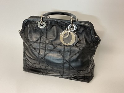 Lot 2 - Christian Dior Granville black leather handbag with silver tone hardware