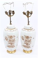 Lot 203 - Pair of Continental porcelain ovoid vases with...