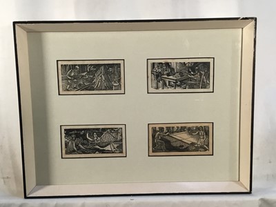 Lot 209 - Eric Ravilious (1903-1942) set of four wood engravings, framed together, each image approximately 4 x 10cm, glazed frame