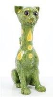 Lot 205 - A Mosanic pottery cat table lamp with glass...