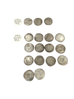 Lot 488 - G.B. - Mixed James I silver hammered Shillings to include bust 2 m/m thistle 1603-04 x 14 & bust 5 m/m coronet 1607-09 x 3 (N.B. Mixed grades Fair-AF) (17 coins)