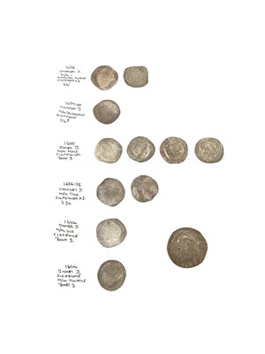 Lot 490 - G.B. - Mixed silver hammered coins to include James I Six Pences bust 2 m/m thistle 1604, m/m LIS 1604 bust 3 m/m rose 1605 x 4, Charles I Six Pences m/m tun 1636-38 x 2, m/m anchor right 1638 x...