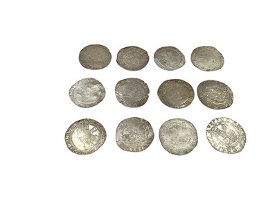 Lot 491 - G.B. - Charles I silver hammered coins, Shillings m/m portcullis 1633-34 bust 4 x 12 (N.B. Mixed grades Fair-AVF) (12 coins)