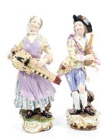 Lot 206 - Pair 19th century Meissen large figures of a...