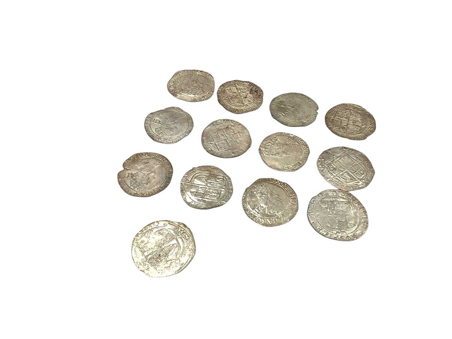 Lot 494 - G.B. - Charles I silver hammered coins, Shillings m/m star 1640-41 bust 6 (Rev: With broad sheild) x 13 (N.B. Mixed grades Fair-GF) (13 coins)