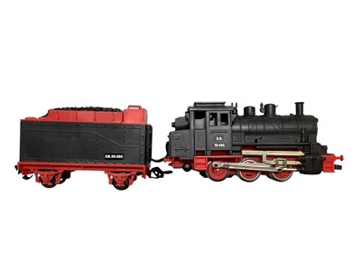 Lot 1972 - Hornby O Gauge clockwork tin plate locomotives and one tender, plus wagons & O Gauge American style locomotive