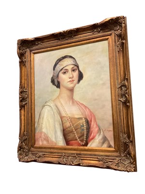 Lot 393 - ‘Jackson’ oil on canvas, portrait of a young woman