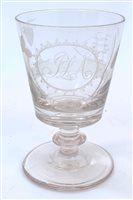 Lot 210 - 19th century glass rummer with bucket-shaped...