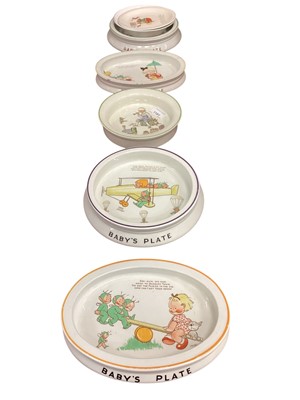 Lot 1191 - Five Shelley baby's plates plus two others (7)