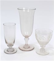 Lot 215 - 19th century glass rummer with vine engraved...