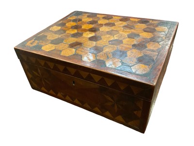 Lot 206 - 19th century parquetry inlaid work box