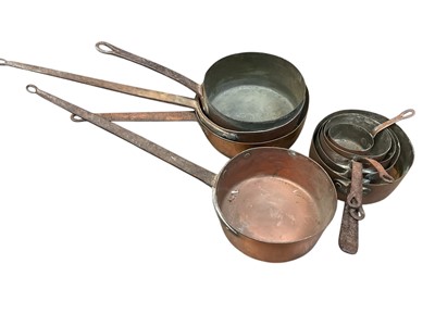 Lot 179 - Collection of copper saucepans