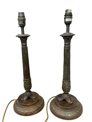 Lot 228 - Pair of Regency style bronze table lamps