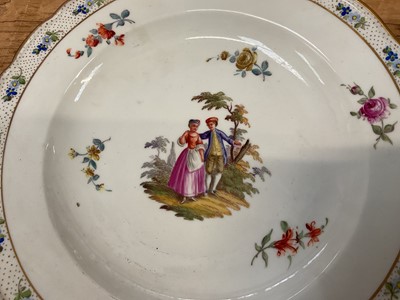 Lot 19 - Pair of Meissen plates and a continental figurine (3)