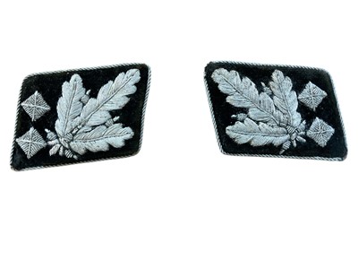 Lot 904 - Pair of Second World War Nazi German high-ranking SS collar patches for Obergruppen Fuhrer