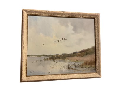 Lot 271 - George Stevens (b. 1917) oil on canvas, Ducks in flight