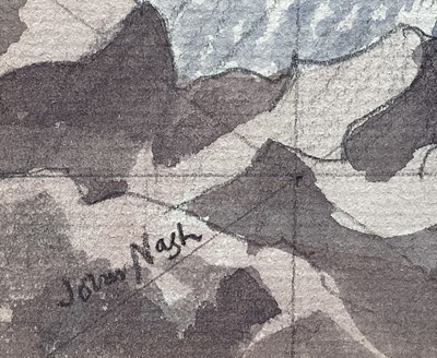 Lot 1059 - *John Northcote Nash (1893-1977) pencil and watercolour - The Braes, Isle of Skye, signed, squared for transfer, 22cm x 29cm, in glazed frame