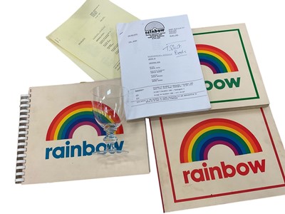 Lot 1515 - T.V. Memorabilia: 'Rainbow', long running children's T.V. program, Three original story books and a glass celebrating 1000 episodes